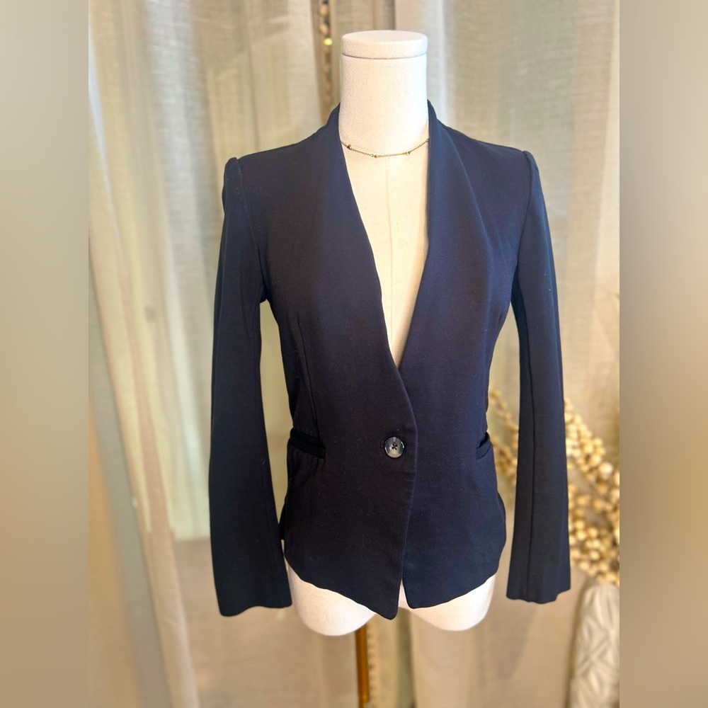 Rachel Roy Black Jersey Knit Fitted Blazer Small
